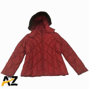 Women's IE Relaxed Red Parka w/Fur Hood Size M